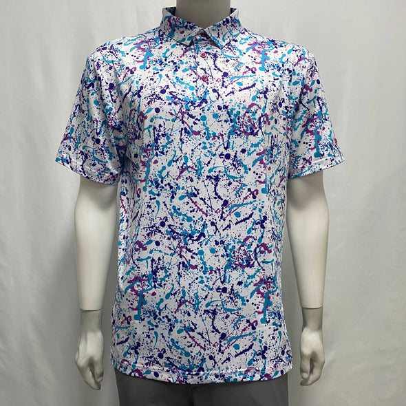 Spray 'N' Slay | 90's Jazz Color Paint Splatter Golf Polo for Men (RELAXED FIT)