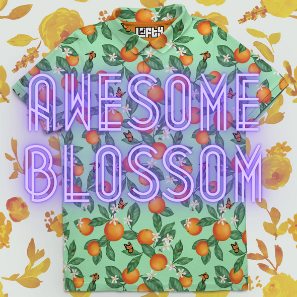 Awesome Blossom | Orange Blossom Pattern Golf Polo for Men (RELAXED FIT)