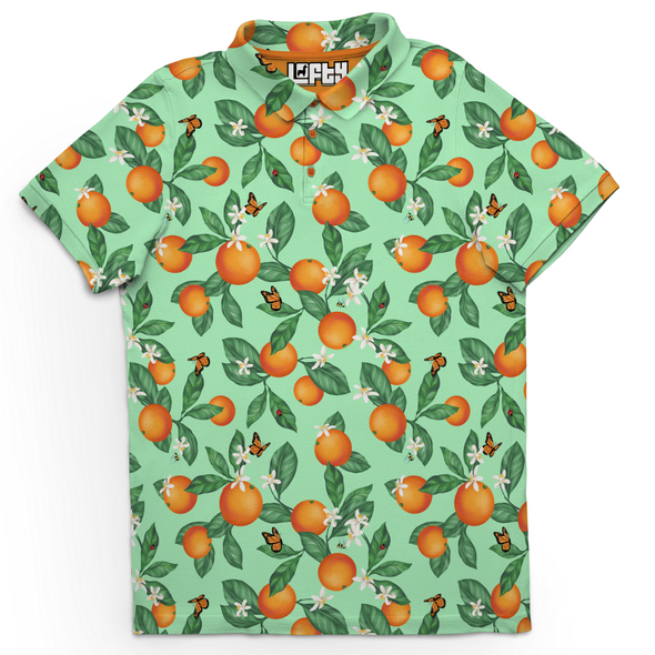 Awesome Blossom | Orange Blossom Pattern Golf Polo for Men (RELAXED FIT)