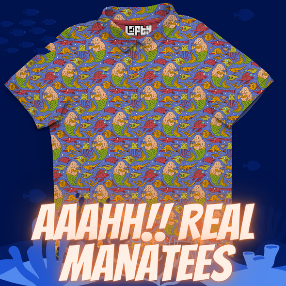 Aaahh!! Real Manatees | Funny Manatee, Fish Aquatic/Underwater Golf Polo for Men (RELAXED FIT)