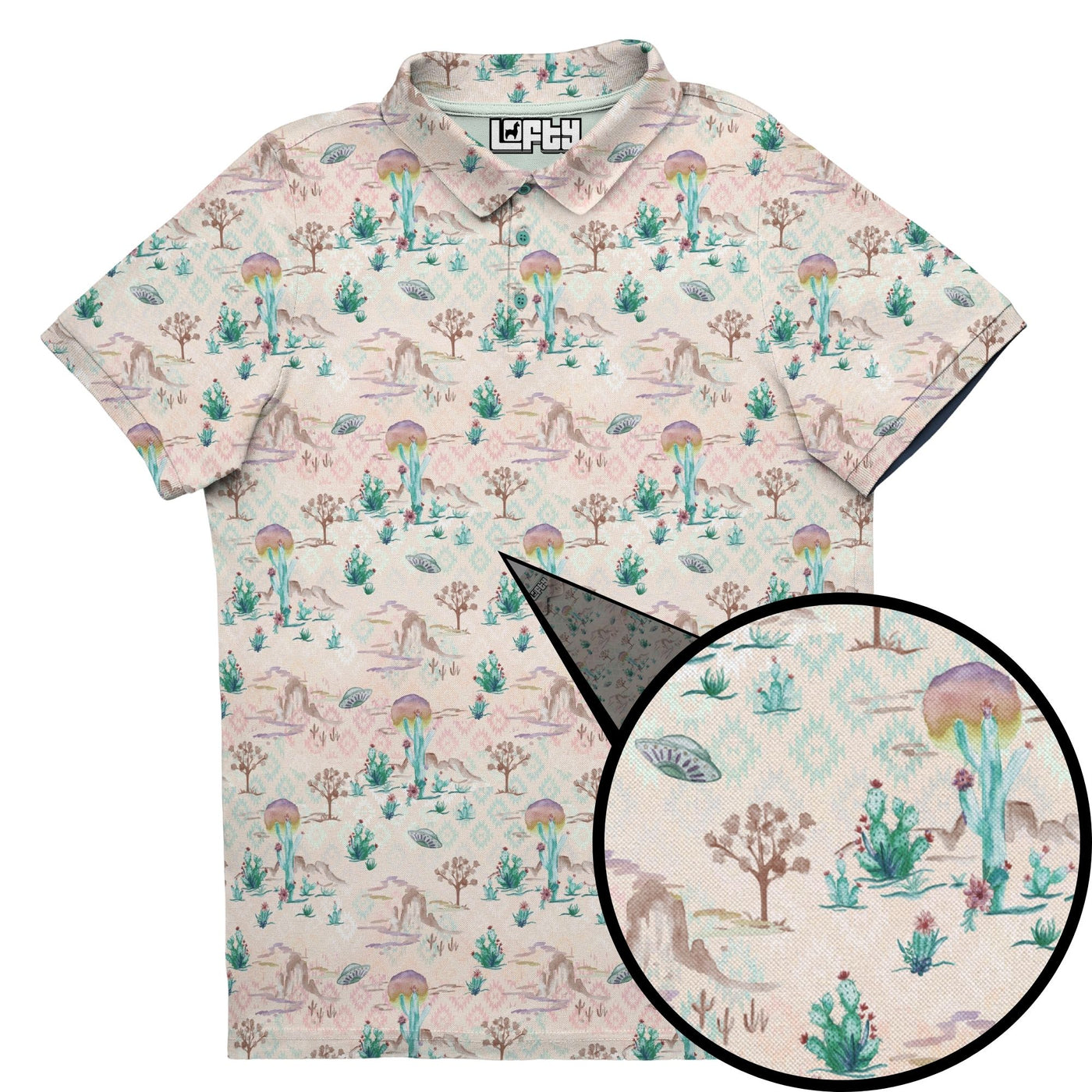 Area 51 Front Nine men's golf polo front view