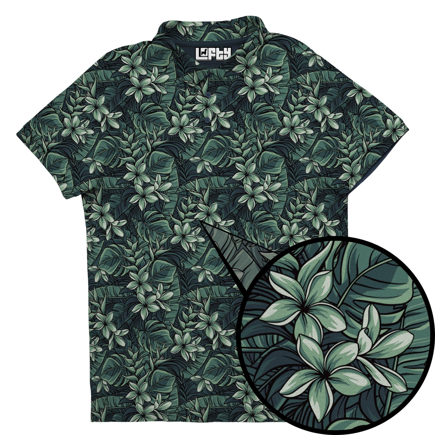 Greenskeeper (Green Floral) men's golf polo front view