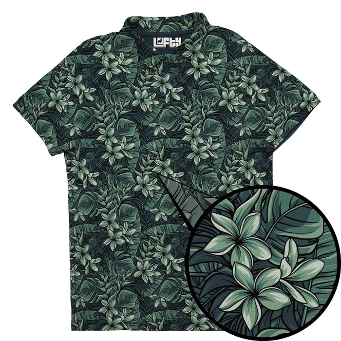 Greenskeeper (Green Floral) men's golf polo front view