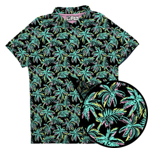 The Palmer (Dark) | Neon Palm Tree Golf Polo for Men (ATHLETIC FIT)