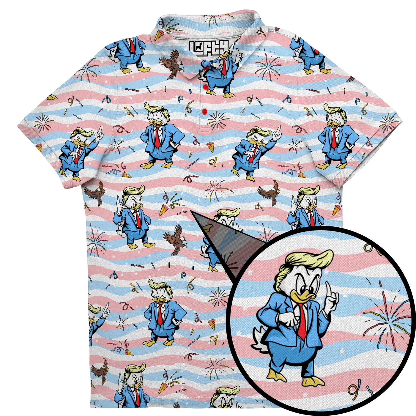 The Donald (Duck) men's golf polo detail 3
