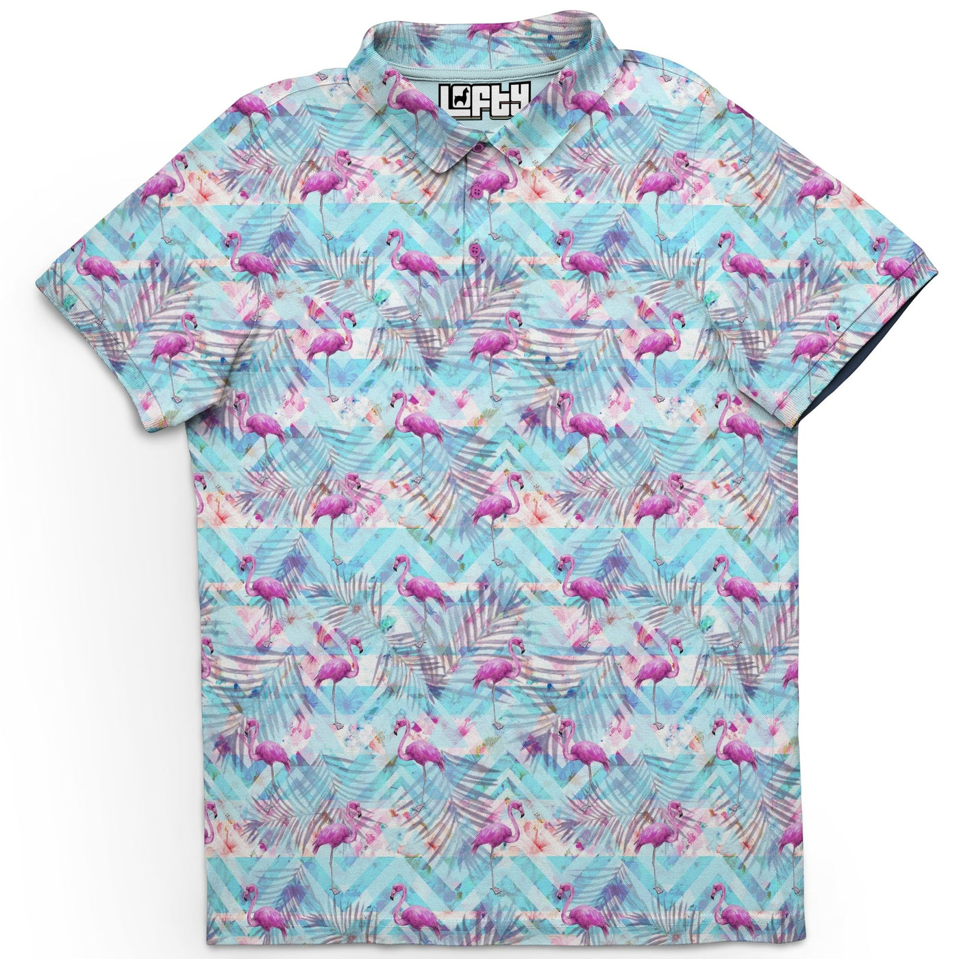 Flamingo Floral Florida Man Golf Polo T-Shirt