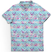 Flamingo Floral Florida Man Golf Polo T-Shirt