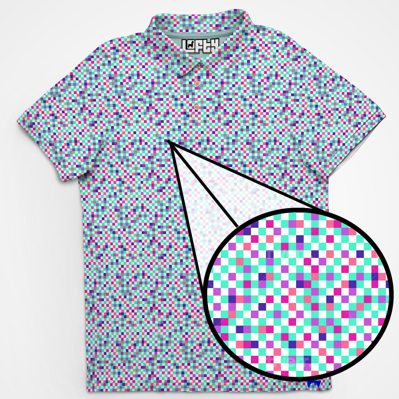 DUSTIN | Pastel Pixel Pattern Golf Polo Shirt for Men (ATHLETIC FIT)