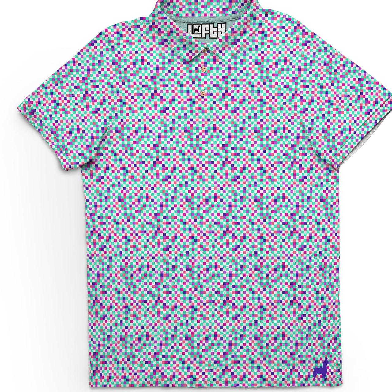 DUSTIN | Pastel Pixel Pattern Golf Polo Shirt for Men (ATHLETIC FIT)