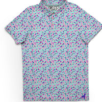 Thumbnail for DUSTIN | Pastel Pixel Pattern Golf Polo Shirt for Men (ATHLETIC FIT)