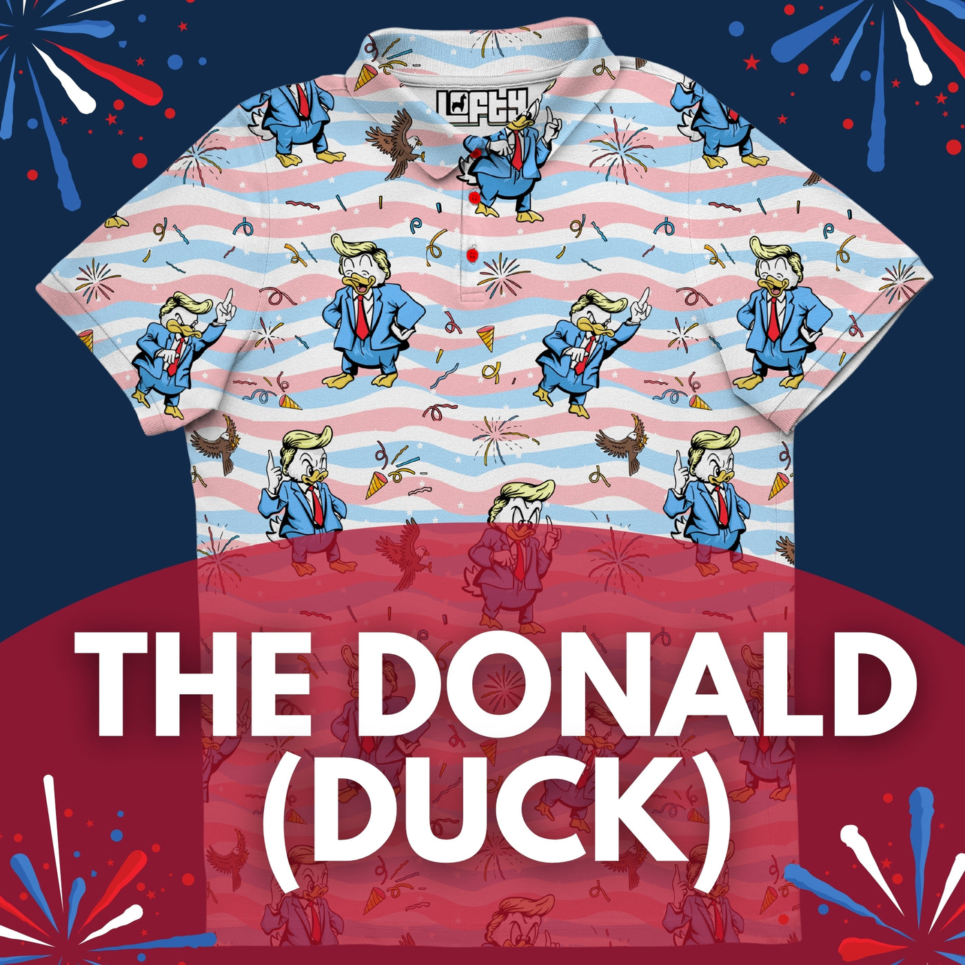 The Donald (Duck) men's golf polo detail 2