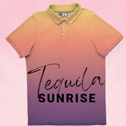 Tequila Sunrise men's golf polo detail 2
