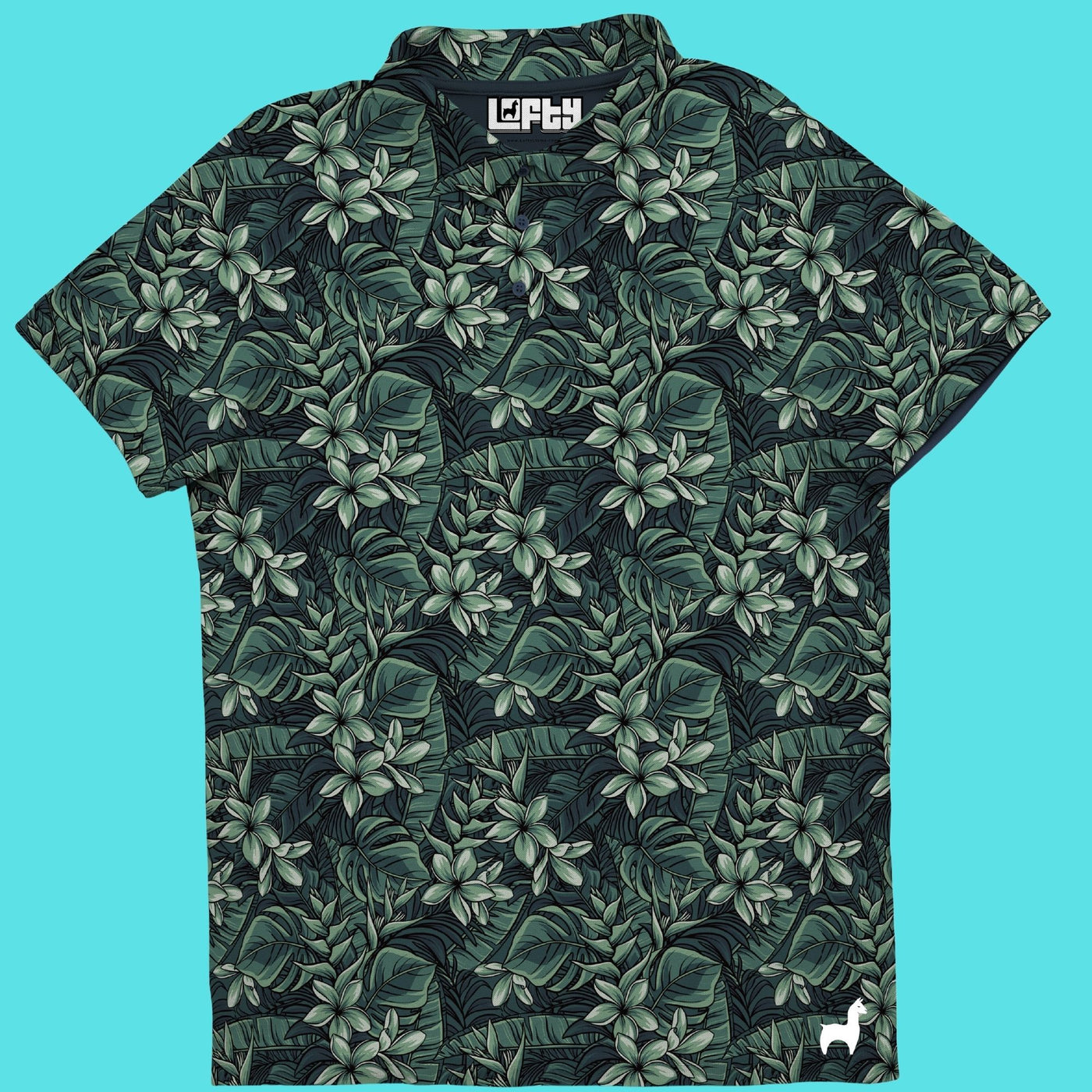 Greenskeeper (Green Floral) men's golf polo detail 3