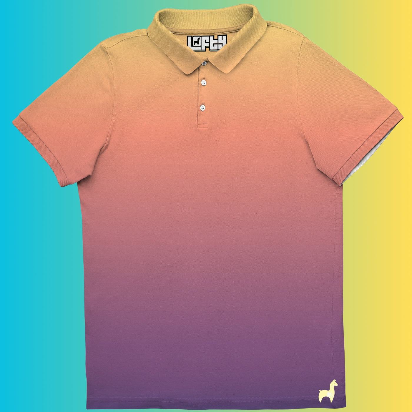 Tequila Sunrise men's golf polo front view