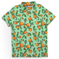 Awesome Blossom | Orange Blossom Pattern Golf Polo for Men