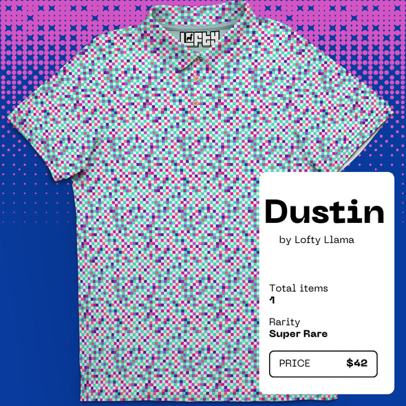 DUSTIN (V6) | Bright, Pixel Pattern Golf Polo Shirt for Men