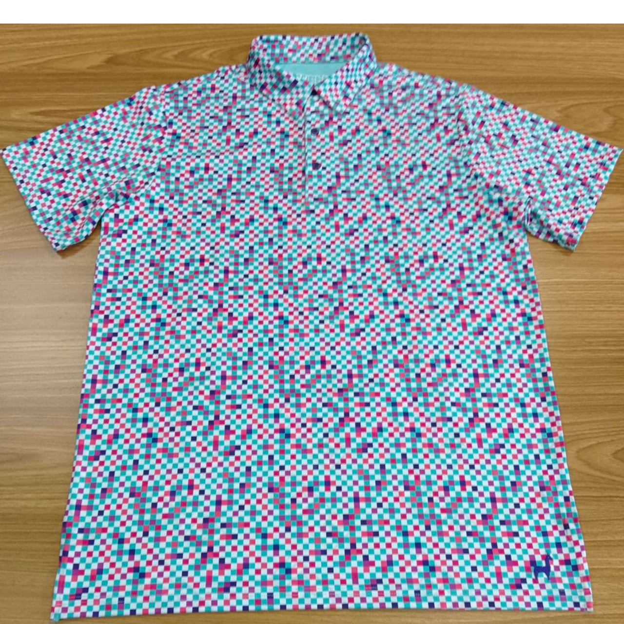 DUSTIN | Pastel Pixel Pattern Golf Polo Shirt for Men (ATHLETIC FIT)