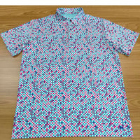 Thumbnail for DUSTIN | Pastel Pixel Pattern Golf Polo Shirt for Men (ATHLETIC FIT)