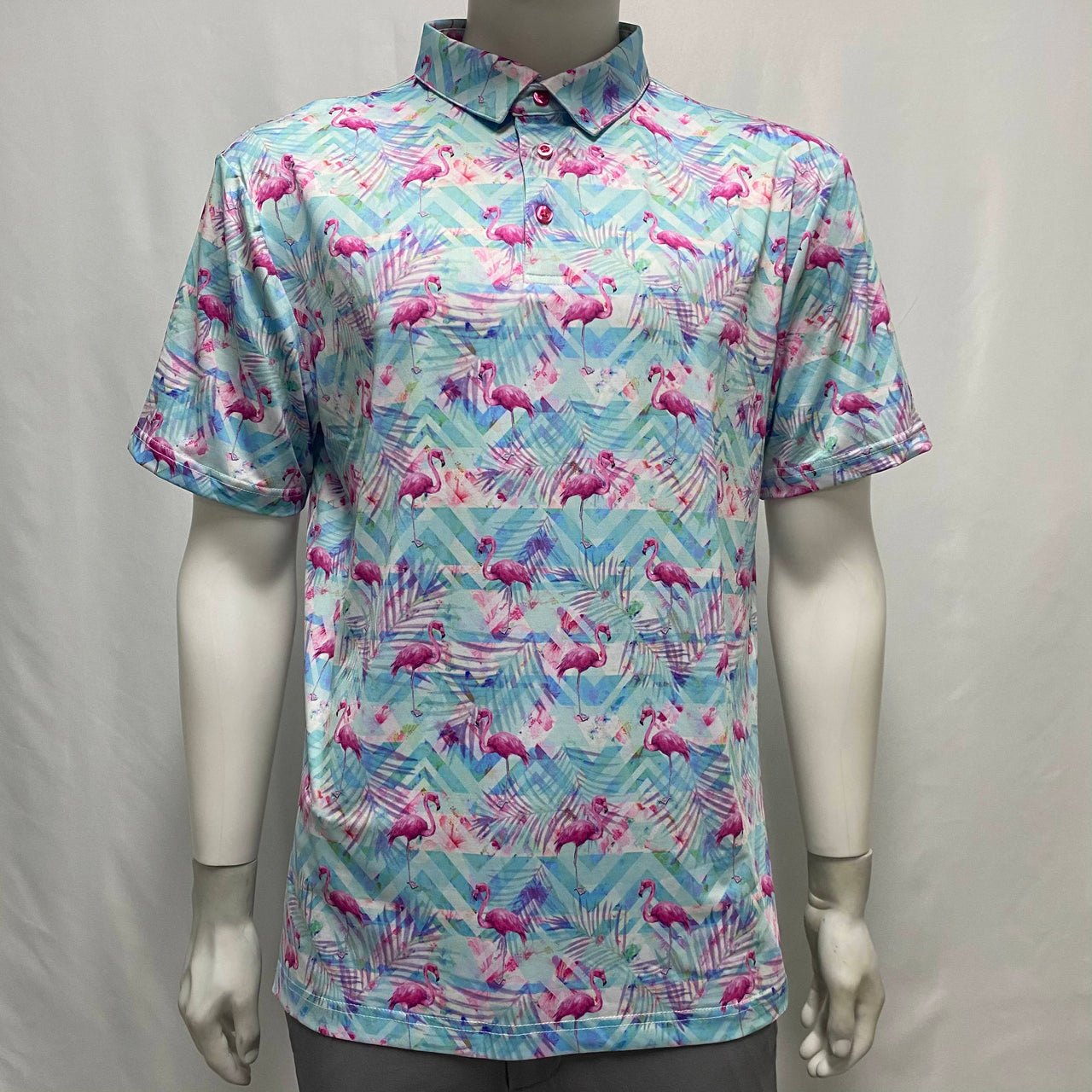 Flamingo Floral Florida Man Golf Polo T-Shirt