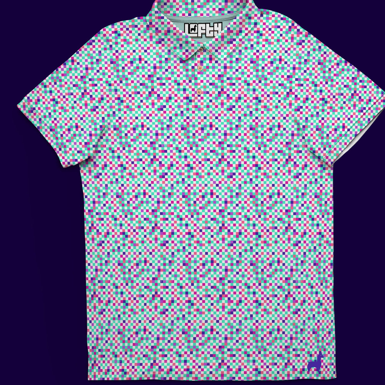 DUSTIN | Pastel Pixel Pattern Golf Polo Shirt for Men (ATHLETIC FIT)