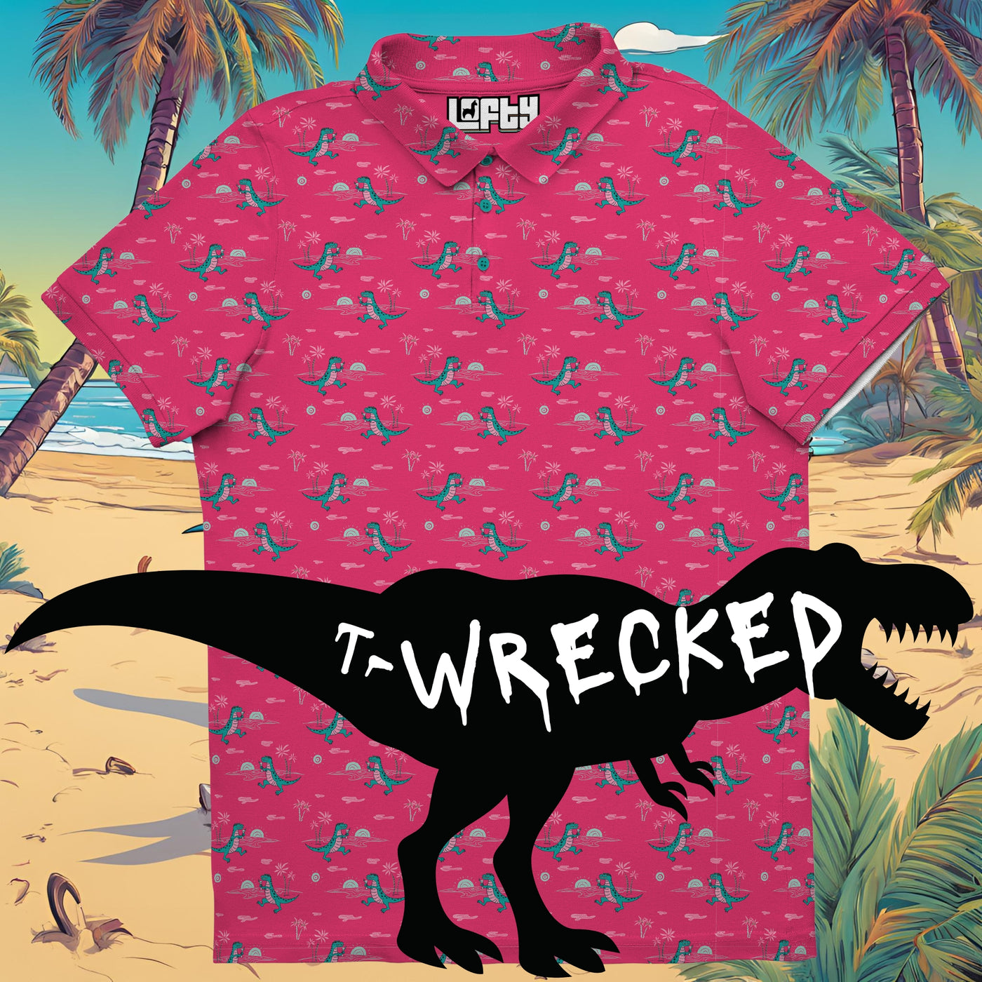 T-Wrecked men's golf polo detail 2