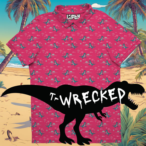 T-Wrecked | Fun Summer Dinosaur Golf Polo for Men