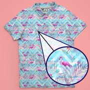 Flamingo Floral Florida Man Golf Polo T-Shirt