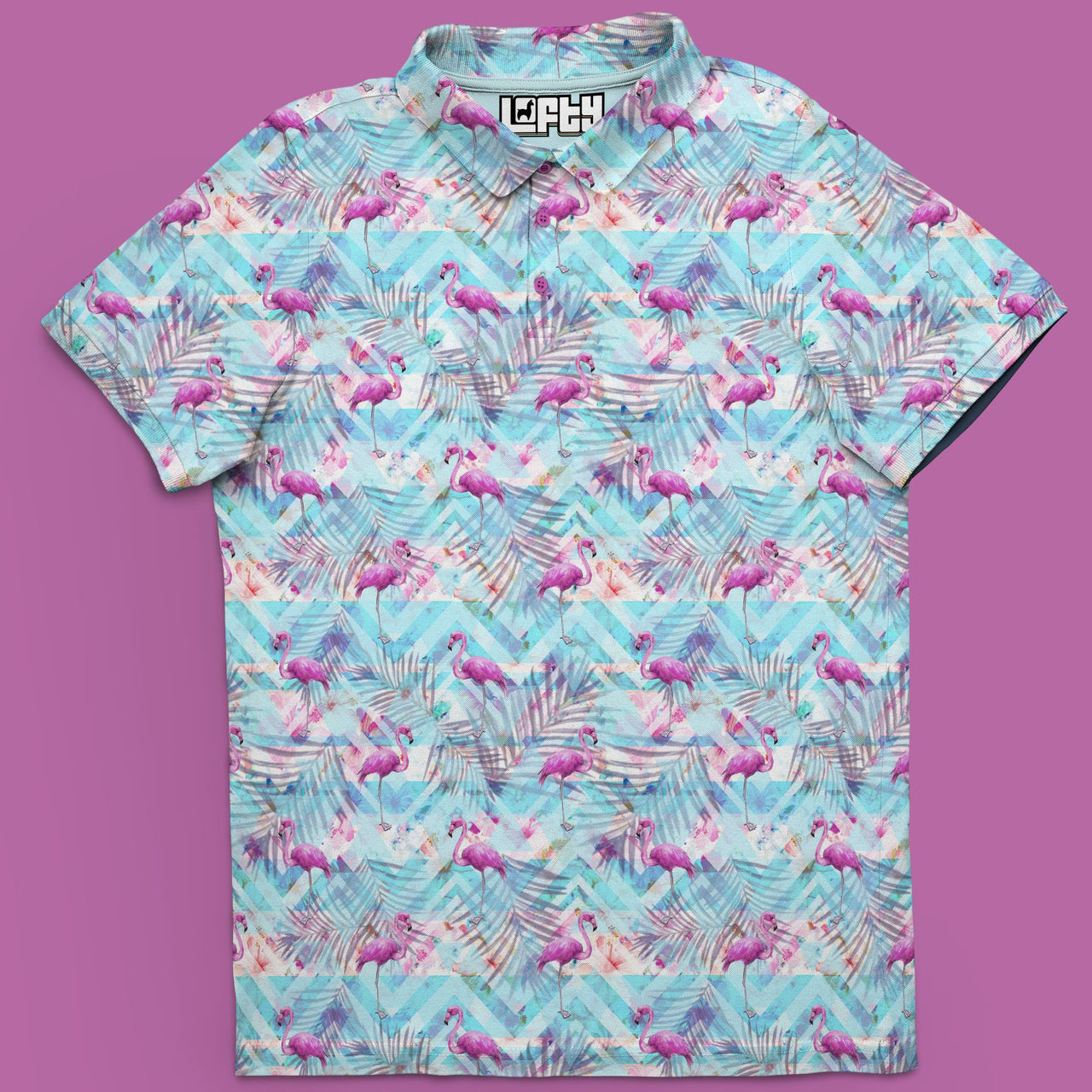 Flamingo Floral Golf Polo T-Shirt Gift