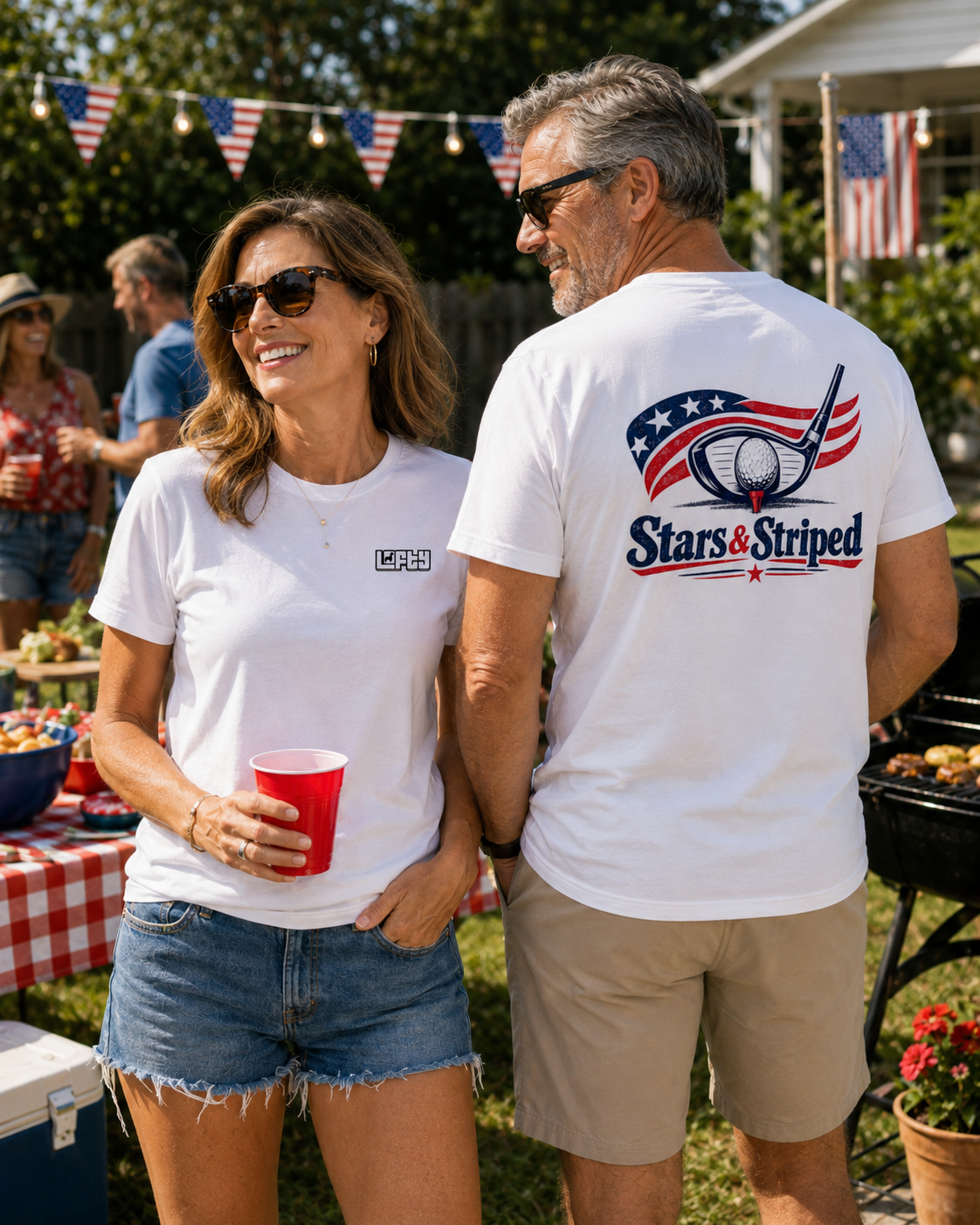 Stars and Striped Golf T-Shirt Fourth of July Golf Tee