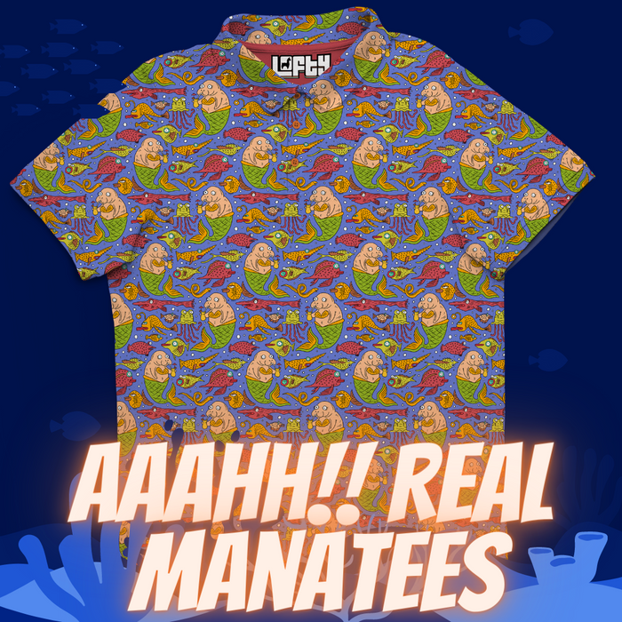 Aaahh!! Real Manatees men's golf polo detail 2