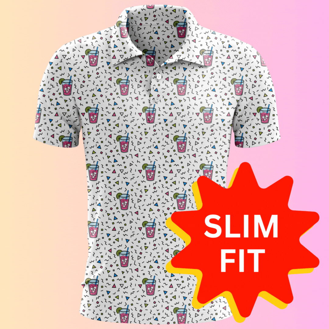  80s 90s Golf Shirts for Men Dry Fit Print Short Sleeve