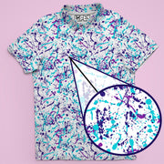 retro 90s paint splatter golf polo for men