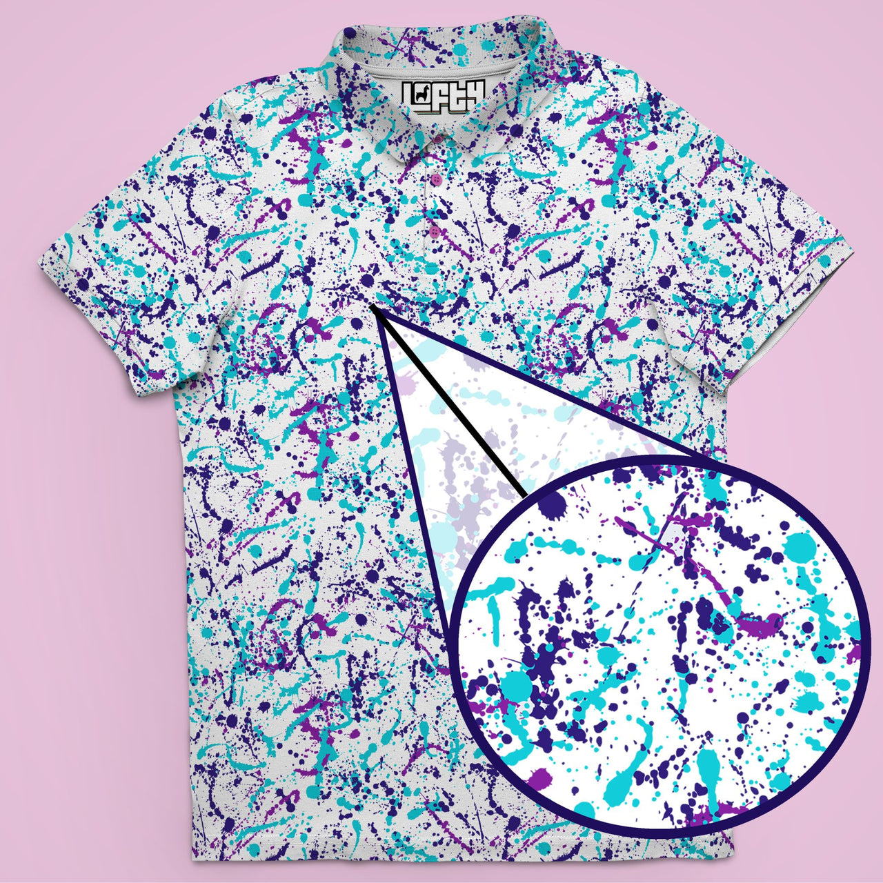 retro 90s paint splatter golf polo for men