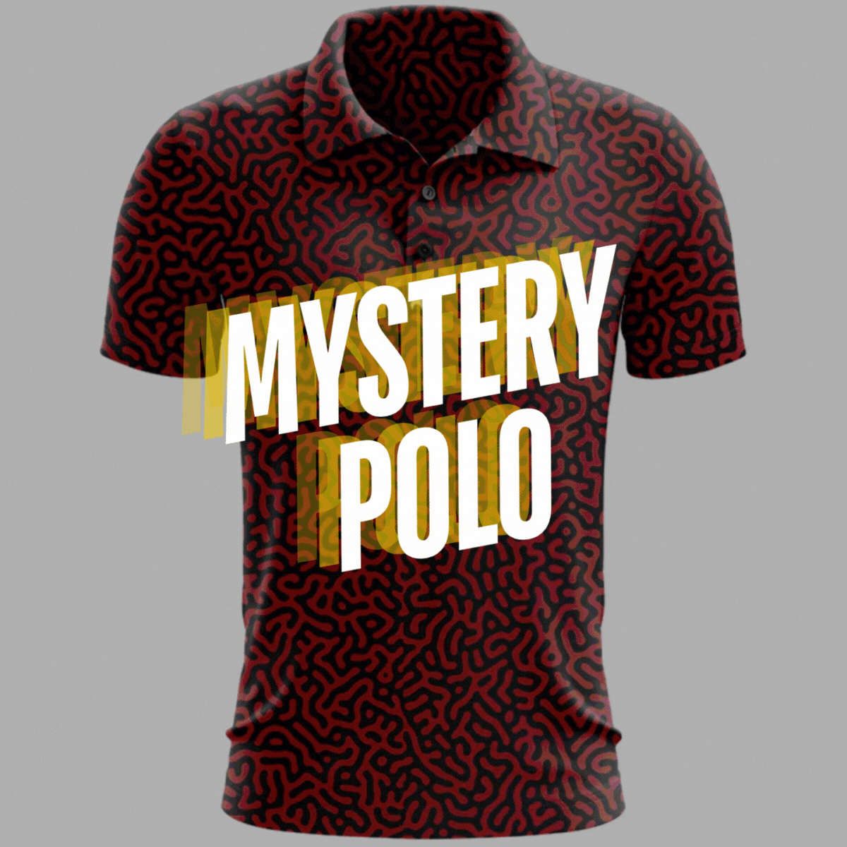 Mystery Golf Polo ” Random Fun Golf Polo men's golf polo front view