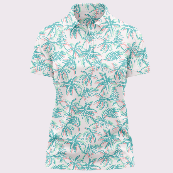 The Palmer Ladies (Light) | Neon Palm Tree Golf Polo for Women