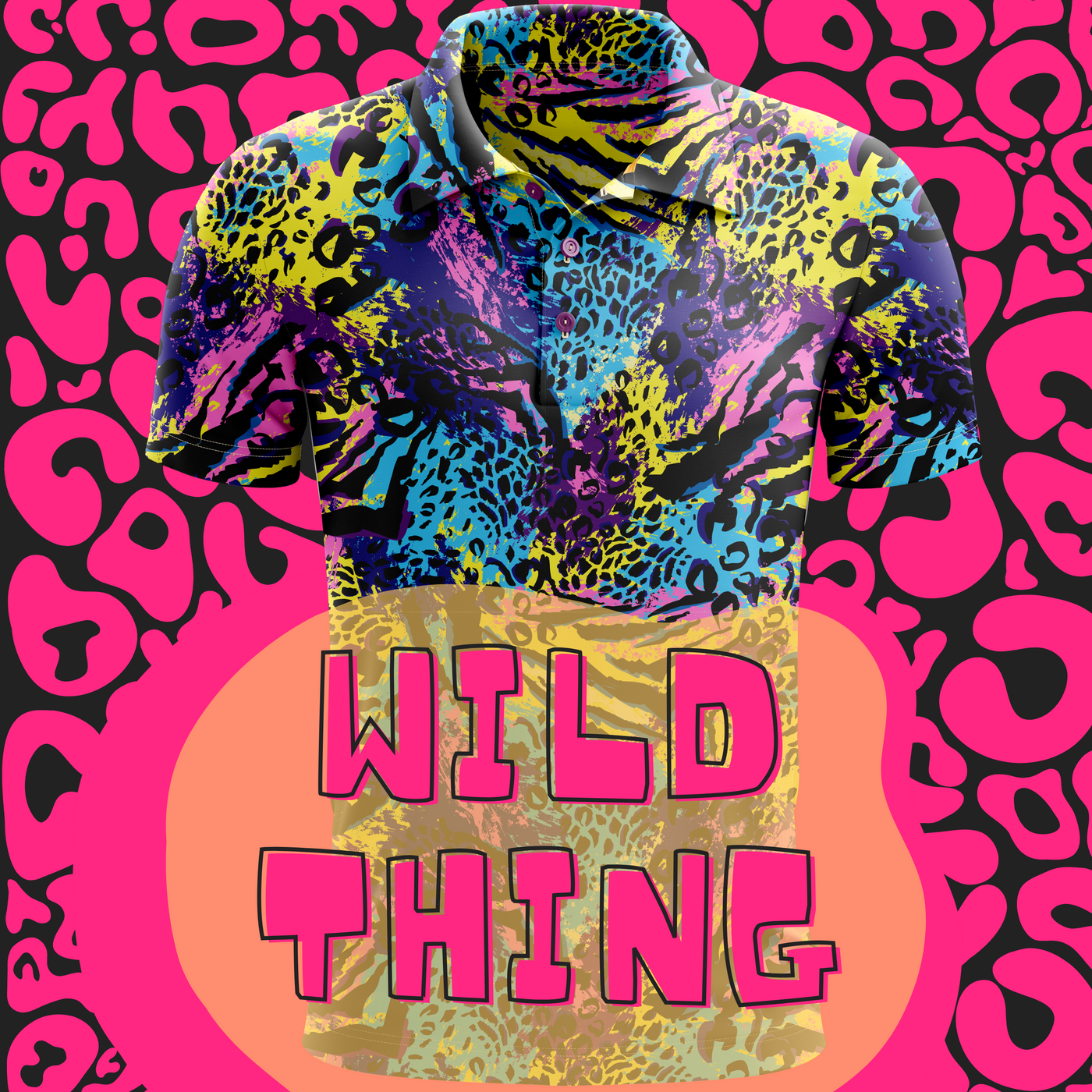 Wild 80s Theme Animal Print Golf Polo for Men