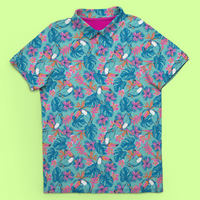 Thumbnail for Toucan Do It! | Tropical Toucan Floral Golf Polo for Men