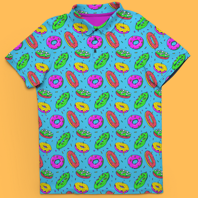 Hole In One More, Please | Funny Donut (Doughnut) Golf Polo for Men