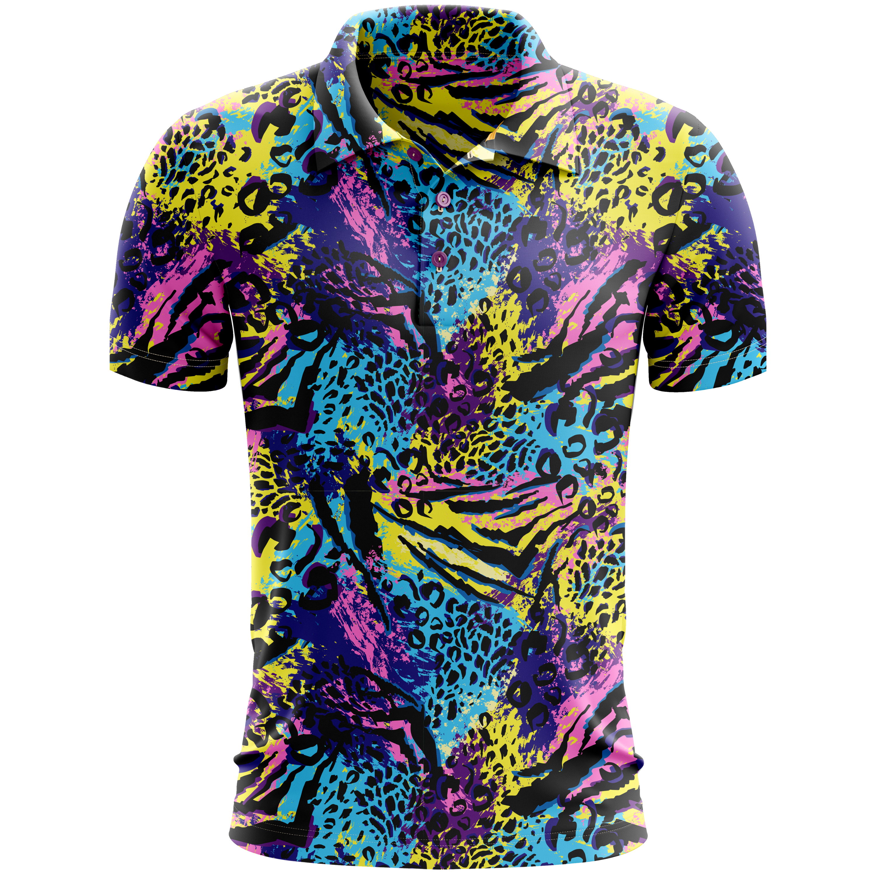 Wild Thing  Bright/Loud 80's Animal Print Style Golf Polo for Men – Lofty  Llama Golf Polos and Shirts