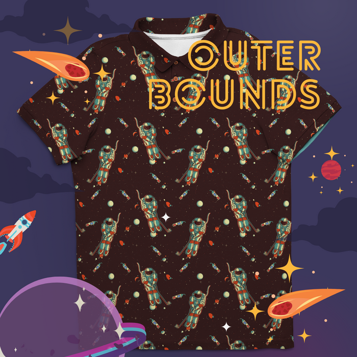 Outer Bounds men's golf polo detail 2