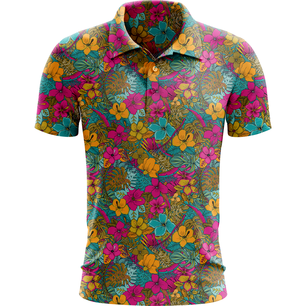 70s floral load retro golf polo for men