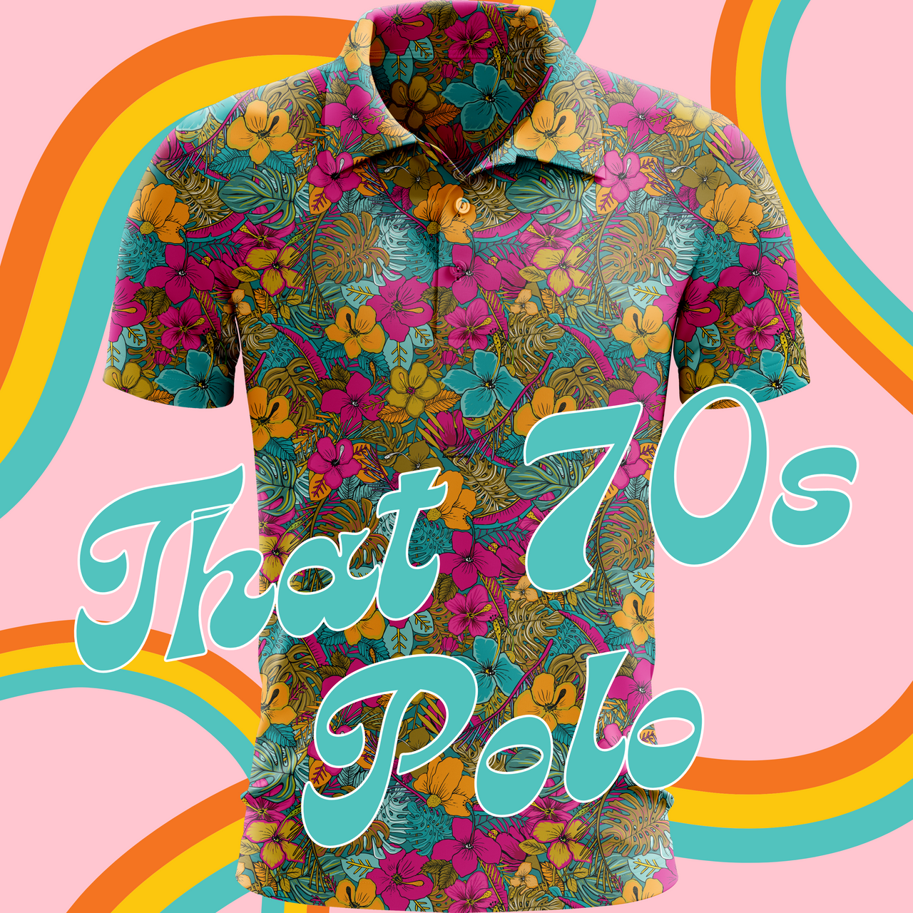 70s floral load retro golf polo for men