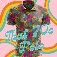 Thumbnail for 70s floral load retro golf polo for men