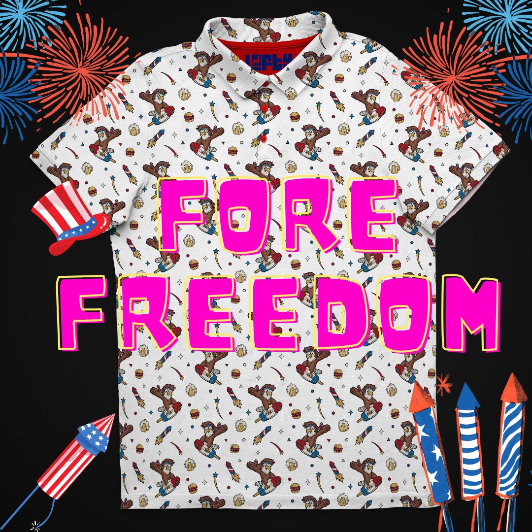 Fore Freedom | American/Bald Eagle 4th of July Golf Polo for Men