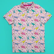 funny retro dinosaur golf polo for men