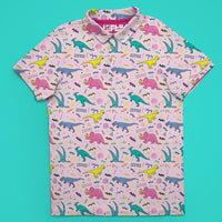 Thumbnail for funny retro dinosaur golf polo for men