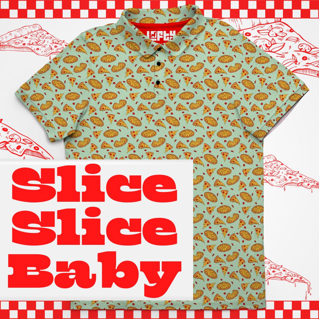 funny pizza golf polo for men