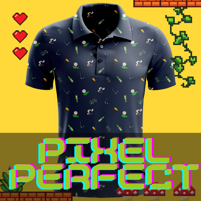 Pixel Perfect men's golf polo detail 2