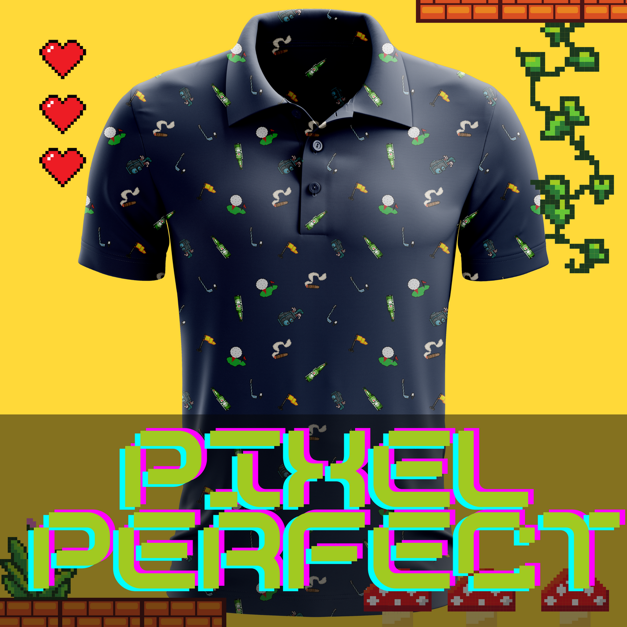 Pixel Perfect | 8-Bit Retro Golf Polo for Men