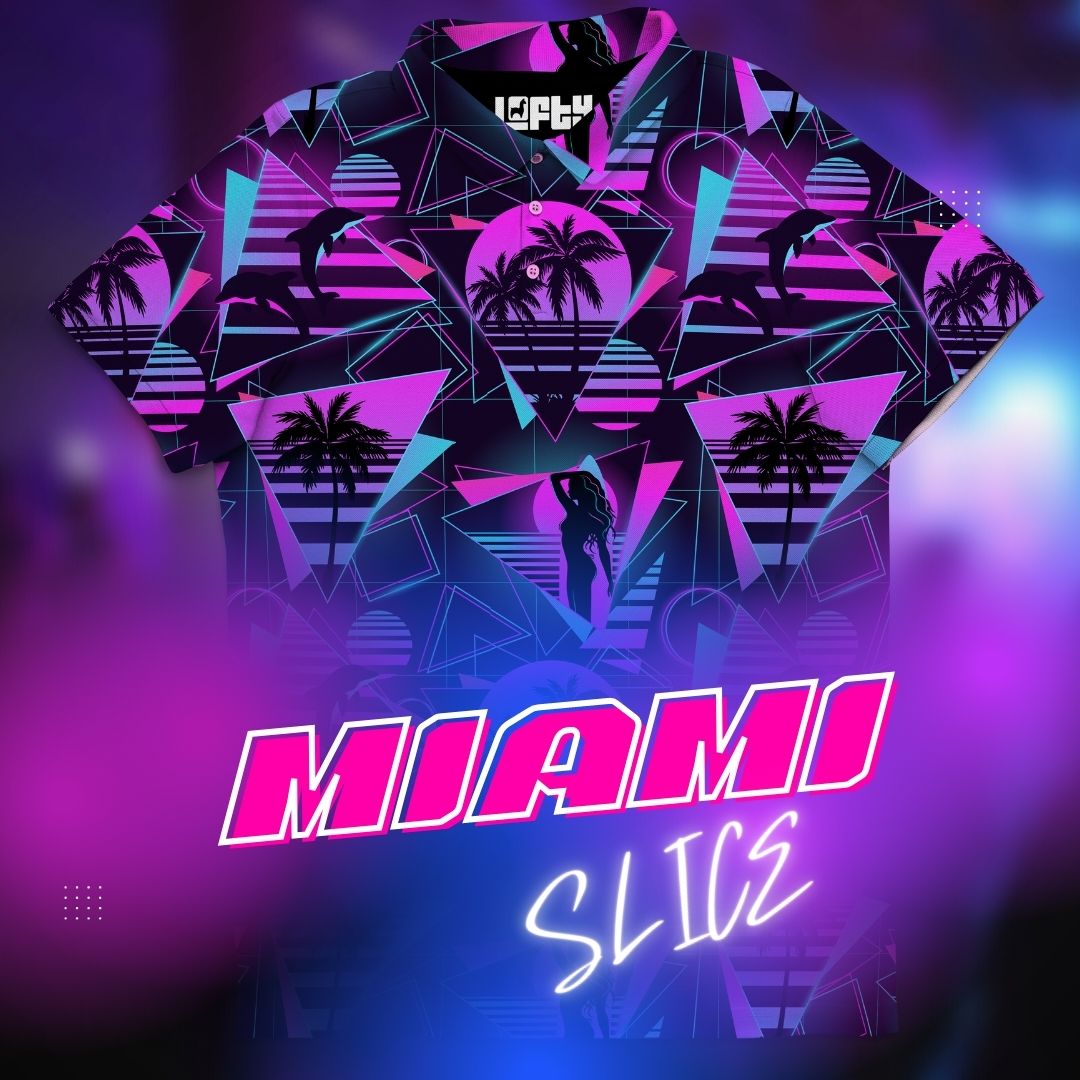 Miami Slice | Retro/Vaporwave Golf Polo for Men 2XL